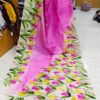 Special Hand-Painted Yellow Pink Murshidabad Silk Saree