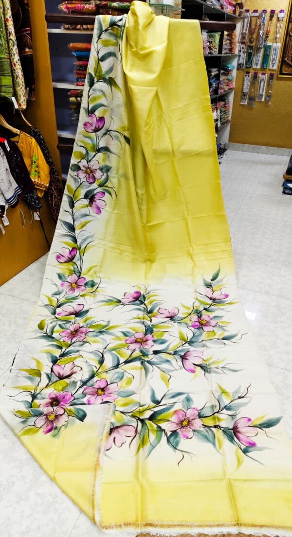 IMG-20250917-WA0066 Special Hand-Painted Dark Yellow Murshidabad Silk Saree