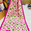 Special Hand-Painted Pink Murshidabad Silk Saree