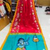 Special Hand-Painted Ocean Red Murshidabad Silk Saree