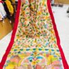 Special Hand-Painted Light Yellow Murshidabad Silk Saree