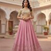 Oplus_16908288 Chandrakala Pink Roman Silk Cotton Skirt with Gota Patti Lace