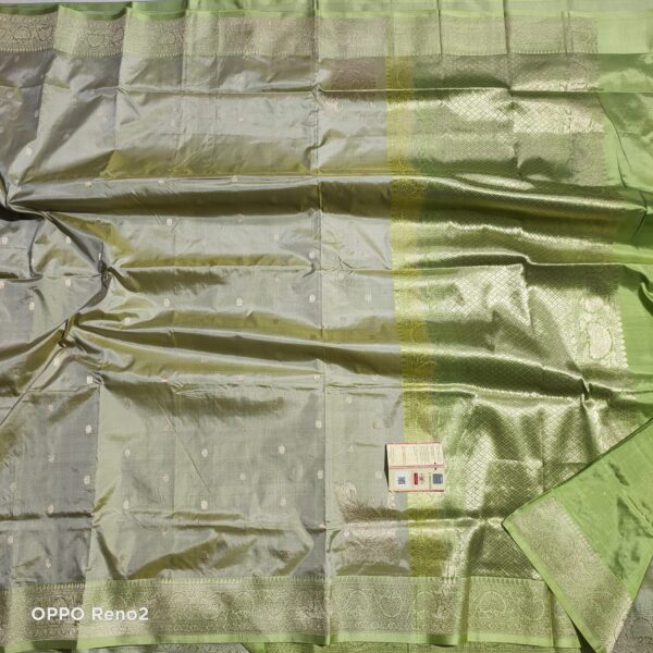 WhatsApp Image 2025-09-14 at 01.31.30 (3) Handwoven Green Crepe Saree with Kashmiri Tilla Work