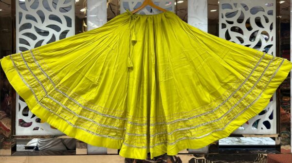 WhatsApp Image 2025-09-14 at 17.25.05 (2) Chandrakala Green-Yellow Roman Silk Cotton Skirt with Gota Patti Lace