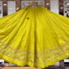 WhatsApp Image 2025-09-14 at 17.25.07 Chandrakala Green Yellow Roman Silk Cotton Skirt with Gota Patti Lace