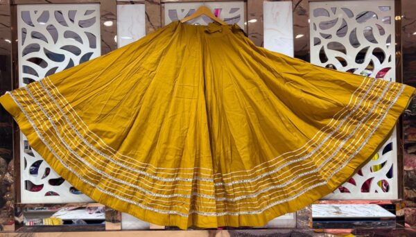 WhatsApp Image 2025-09-14 at 17.25.07 (2) Chandrakala Dark Yellow Roman Silk Cotton Skirt with Gota Patti Lace