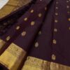 Pure Purple-Brown Handloom Kanchipuram Silk Saree
