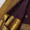Pure Purple-Brown Handloom Kanchipuram Silk Saree