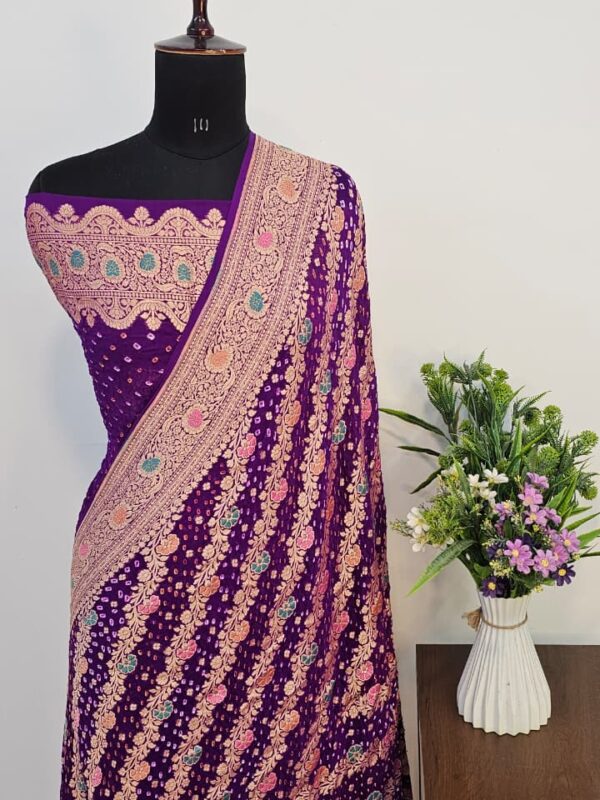 WhatsApp Image 2025-09-14 at 20.02.19 (1) Pure Purple Georgette Bandhani Banarasi Saree with Neem Zari
