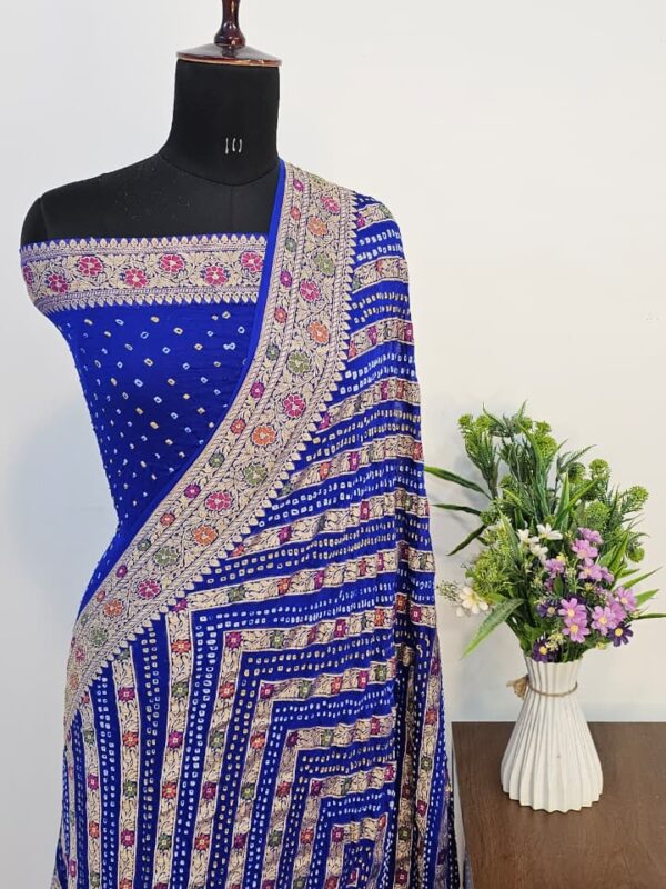 WhatsApp Image 2025-09-14 at 20.02.20 Pure Blue Georgette Bandhani Banarasi Saree with Neem Zari