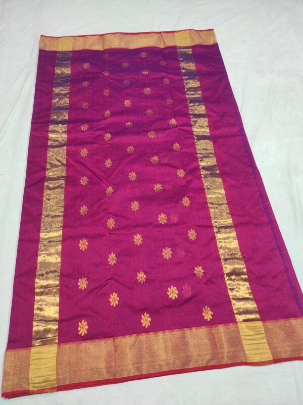 Purple Cotton Silk Chanderi Handwoven Saree