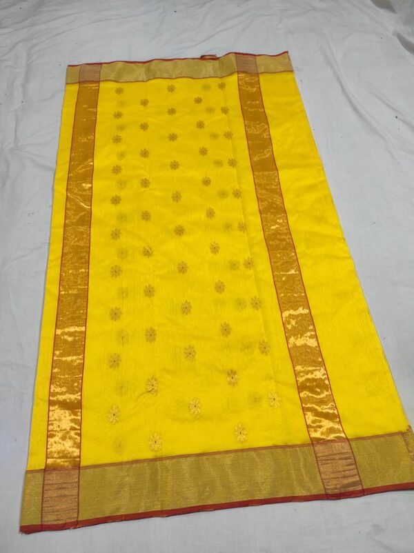 Yellow Cotton Silk Chanderi Handwoven Saree