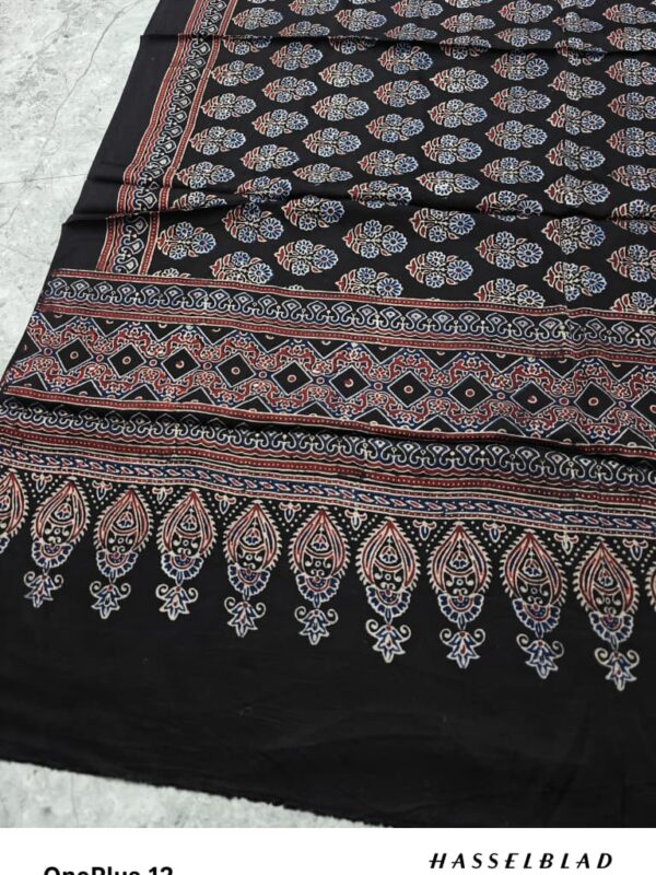 Orange Modal Silk Ajrakh Saree