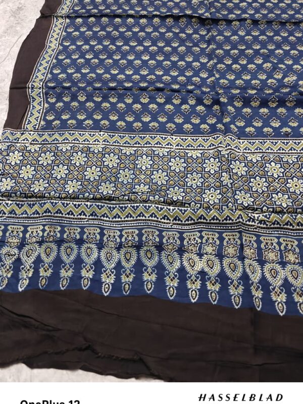 WhatsApp Image 2025-09-15 at 21.12.54 BlueBiege Flower Modal Silk Ajrakh Saree