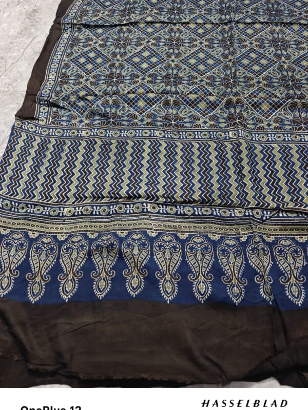 Blue ZiggyModal Silk Ajrakh Sare