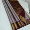 Pure Grey Kanchipuram Silk Bridal Saree – Handwoven with 2G Pure Zari