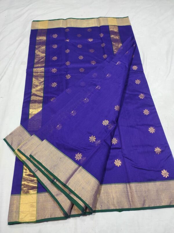 Dark Purple Cotton Silk Chanderi Handloom Saree