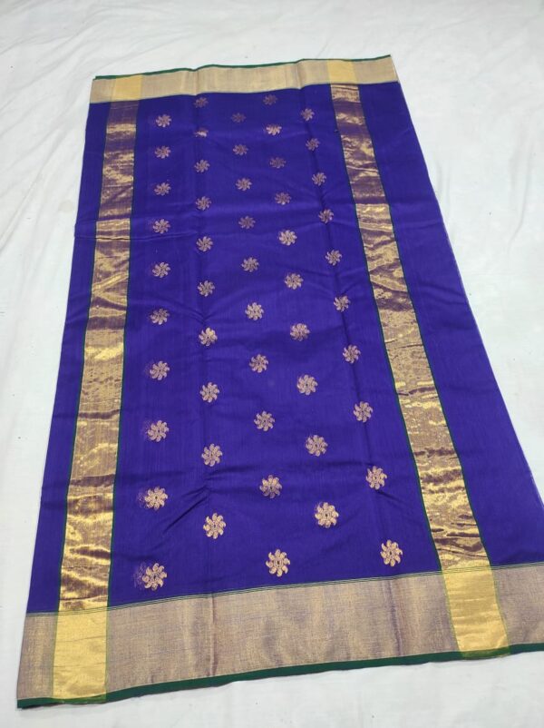 Dark Purple Cotton Silk Chanderi Handloom Saree