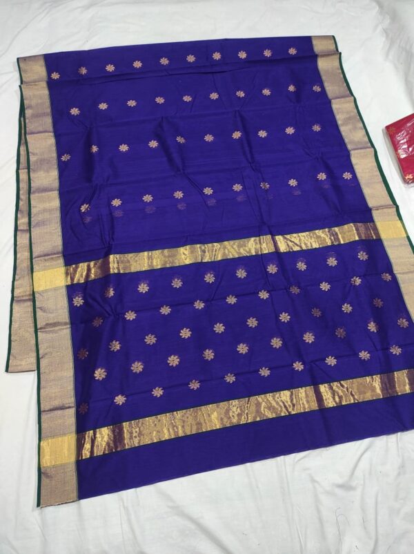 Dark Purple Cotton Silk Chanderi Handloom Saree