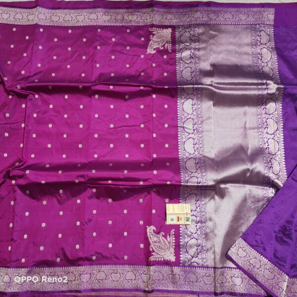 Pure Purple Banarasi Katan Silk Handwoven Saree with Zari