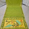 Cotton Light Green Paithani Saree with Woven Peacock Motifs
