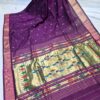 Paithani Pure Indigo Silk  Cotton Handwoven Saree