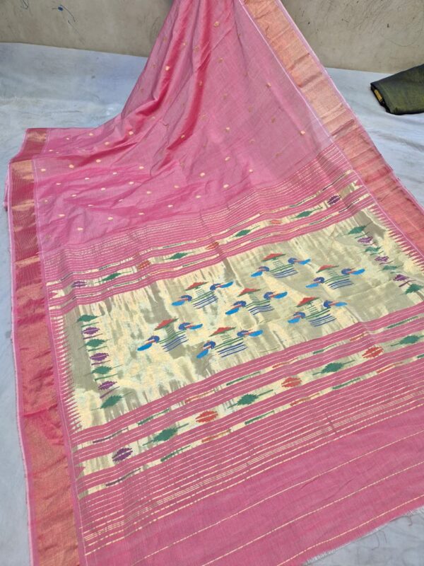 WhatsApp Image 2025-09-16 at 19.07.13 (2) Paithani Pure Pink Cotton Handwoven Saree
