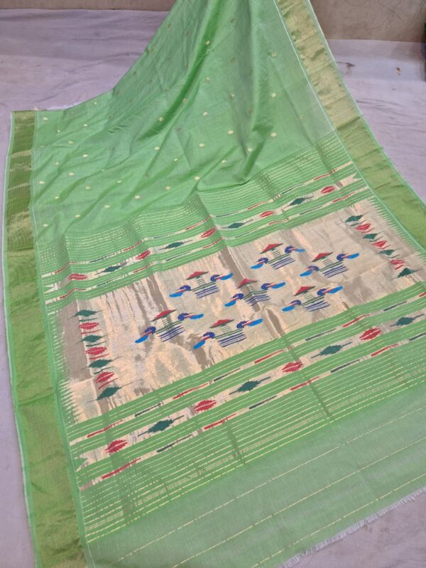 WhatsApp Image 2025-09-16 at 19.07.14 (2) (2) Paithani Pure Green Cotton Handwoven Saree