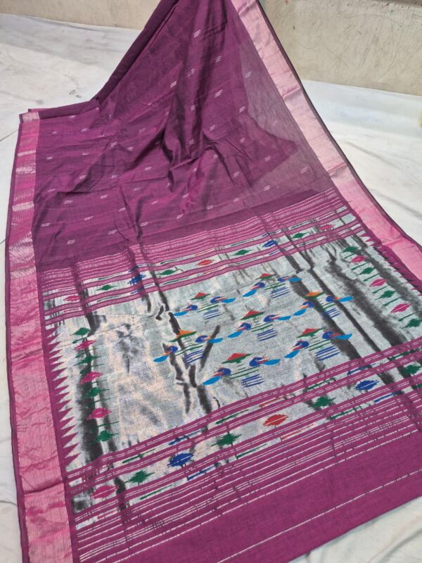Paithani Purple Silk Cotton Handwoven Saree