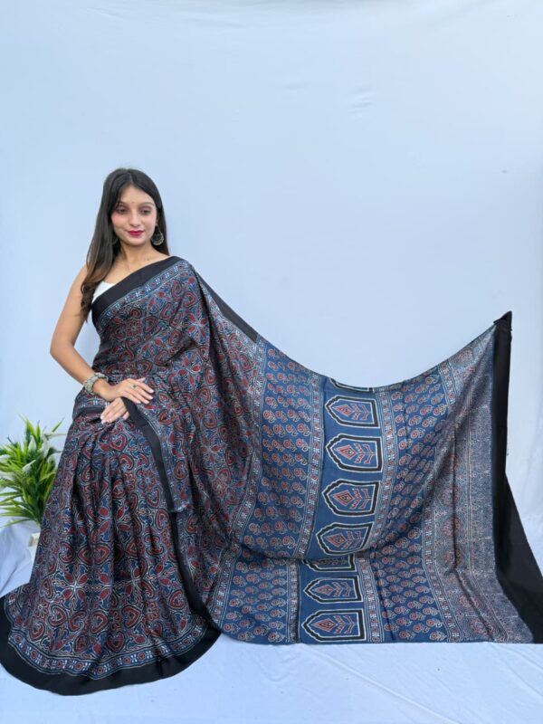 WhatsApp Image 2025-09-16 at 19.25.32 (3) (1) Pure Modal Silk Hand Block Printed Saree with Natural Dyes