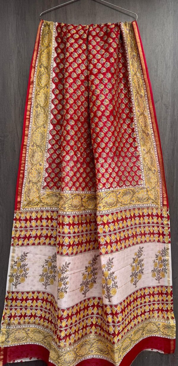 WhatsApp Image 2025-09-17 at 18.57.03_45eb1453 Red Yellow Flower Maheshwari Silk Saree – Natural Ajrakh Hand Block Print