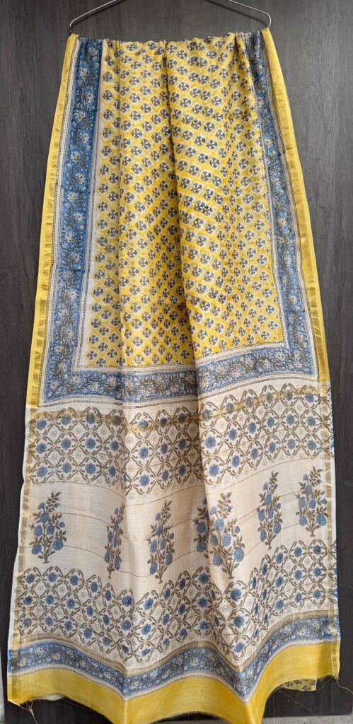 Yellow Maheshwari Silk Saree