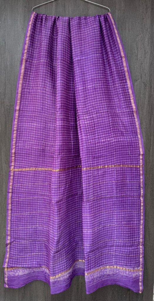 Pink Strip Maheshwari Silk Saree – Natural Ajrakh Hand Block Print